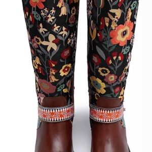 Soffia Floral Tie-Accent Knee-high Leather Women's Boots